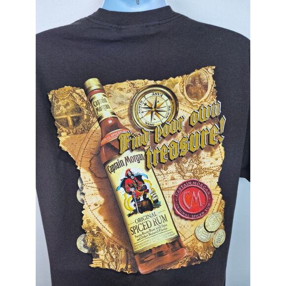Official Captain Morgan Spiced Rum Find Treasure Brown Tshirt Size Large - Picture 6 of 6